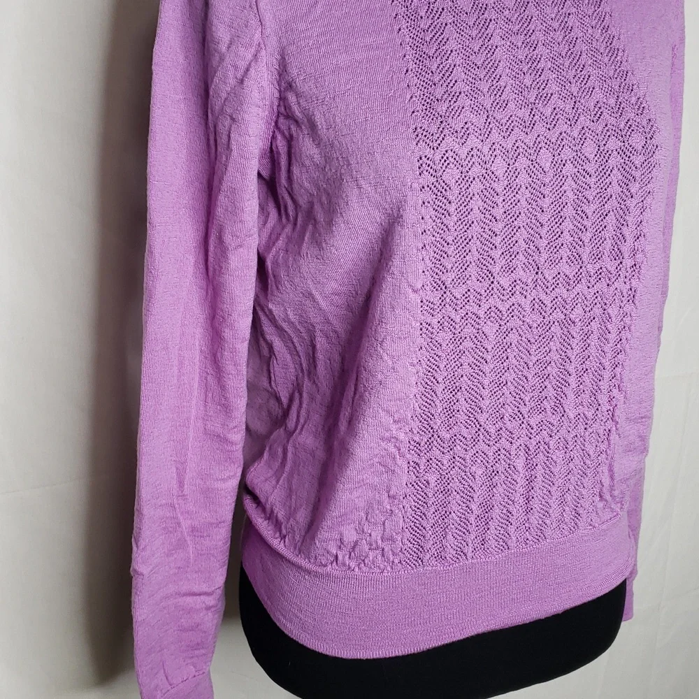 J Crew Knit 100% Merino Wool Mockneck Pointelle Stich Relaxed Sweater Layer